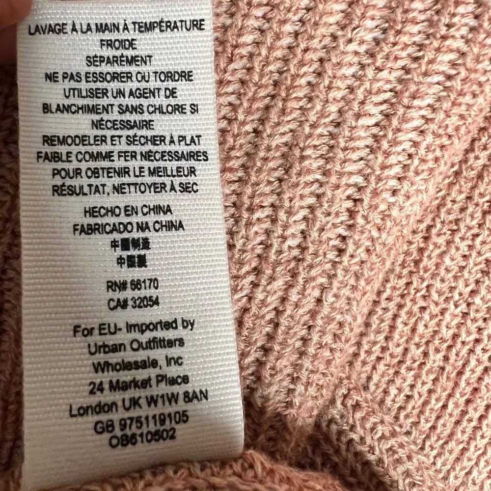 Free People Alana Knit Sweater Cropped Boxy Fit Peach‎ Brown Size Medium